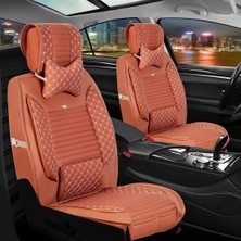 AG Store Nissan Navara Yeni Uyumlu Yarı Deri Oto Koltuk Kılıfı Ön-Arka Set Elite Series Tarçın