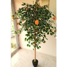 Yeşilada Yapay Limon Ağacı Limon Çiçeği 1.80 mt Boy Büyük Iri Sarı Limon Doğal Görünüm
