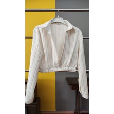Deseo Boutique Kadın Lastik Detaylı Belde Desenli Şık Bluz