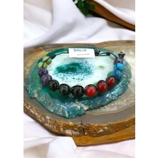 NBS Beautiful Naturel Stones Balık Burcu Şık Erkek Doğal Taş Bileklik ( Florit , Ametist , Apatit , Akik , Turmalin, Yeşim ) BALIKERKEK777