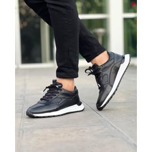 Itallano 5635 Deri Mat Siyah Sneaker Erkek Ayakkabı