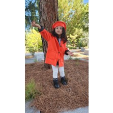 Meqlife Kız Çocuk Kışlık Kaşe Kaban Yumuşak Dokulu Astarlı Portakal Renkli