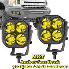 NKT GROUP Off Road ve Arazi Aracı 3 Inç Amber Sarı Renk Çalışma ve Sis Lambası Motosiklet