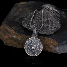 Takı925 Kabartma Aslan Motifli Kalem Işleme Model 925 Ayar Kolye