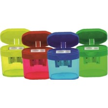 Tüftürük  BUBU Kalemtıraş Bölmeli Şeffaf Altıgen 12 Adet Karışık Renk