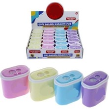 Tüftürük BUBU Kalemtıraş Şeffaf Dikdörtgen Çiftli Pastel Renk 24'lü Paket