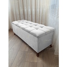AldaGelsin Yeni Model Lüks Çizgi Kapitoneli Sandıklı Puf Bench (120*45) Ceviz Ayak