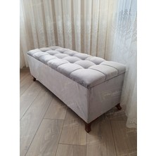 AldaGelsin Yeni Model Lüks Çizgi Kapitoneli Sandıklı Puf Bench (120*45) Ceviz Ayak