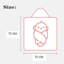 İlin Baby  Pamuk Bebek Kundak Havlusu, Nakışlı Bebek Havlusu, Bebek Havlusu 75X75CM