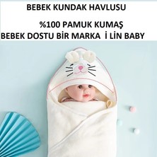 İlin Baby  Pamuk Bebek Kundak Havlusu, Nakışlı Bebek Havlusu, Bebek Havlusu 75X75CM