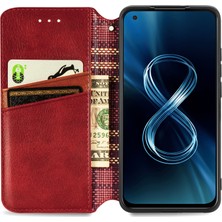 Yihang Boutique Zenfone 8 Kart Tutuculu Cüzdan Pu Deri Çevirme Çubuğu Telefon Kılıfı (Yurt Dışından)