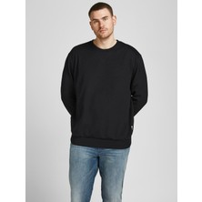 Jack & Jones Büyük Beden Siyah Erkek Sweat Uzun Kol Bisiklet Yaka Konforlu Tasarım