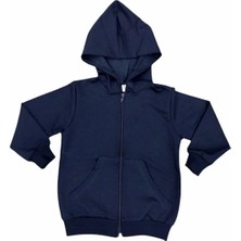 Karınca Erkek Çocuk Tek Renk Kapşonlu Fermuarlı Içi Şardonlu Kışlık Sweat