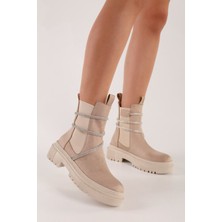 Solmaz Patray Bej Süet Taşlı Kadın Bot