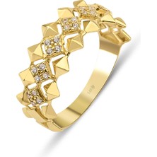 Kairos Jewelry 14 Ayar Altın Diamond Structural Pyramid Empire Yüzük KRS172-14GRZ