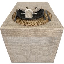 Goccia Simli Parlak Runner ve 6'lı Peçete Kahverengi Renginde