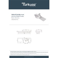 Turkuaz Seramik Harmony 100 cm Etajerli Lavabo (Soldan Hazneli)