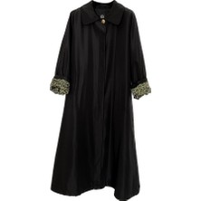 Beyza Betül Kolları Saten Leopar Astarlı Oversize Trençkot