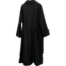 Beyza Betül Kolları Saten Leopar Astarlı Oversize Trençkot
