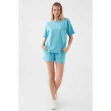 RolyPoly Future Begins With Us Turkuaz Kadın Şort Takım