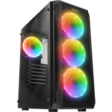 Everest X-Racer Peak 600W Temperli Camlı 4*12CM Rgb Fan Mid-Tower Gaming Oyuncu Kasası