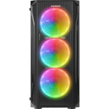 Everest X-Racer Peak 600W Temperli Camlı 4*12CM Rgb Fan Mid-Tower Gaming Oyuncu Kasası