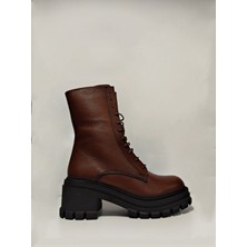 Castle Black Yldz-52671-1 Hakkiki Deri Kadın Bot Taba