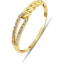 Kairos Jewelry 14 Ayar Altın Aşk Düğümü Zincir Bağlantılı Yüzük KRS153-14GRZ