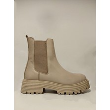 Castle Black Yldz-23821-1 Hakkiki Deri Kadın Bot Bej