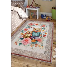 Homshtag Çok Renkli Halı Dokulu Çocuk Odası Halısı Etnik Desenli Çocuk Halısı Çiçek Temalı Halı