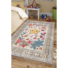 Homshtag Çok Renkli Dokulu Çocuk Odası Halısı Dokuma Rustik Çocuk Halısı Yıldız Çiçek Temalı Halı