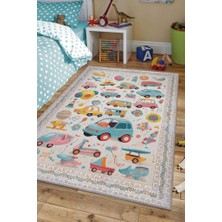 Homshtag Çok Renkli Dokulu Çocuk Odası Halısı Dokuma Rustik Çocuk Halısı Araba Temalı Halı