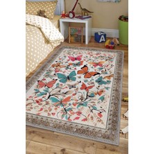 Homshtag Çok Renkli Dokulu Çocuk Odası Halısı Dokuma Rustik Çocuk Halısı Kelebek Temalı Halı