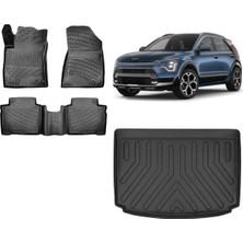 Team Car Kia Niro 2023 Model Hybrid Alt 3D Bagaj Havuzu+3d Havuzlu Araca Özel Paspas Takımı
