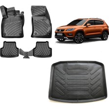 Team Car Seat Ateca 4x4 2017 Model 3D Üst Kademe Bagaj Havuzu+3d Havuzlu Araca Özel Paspas Takımı