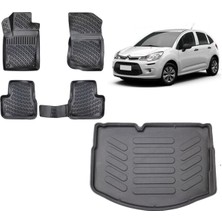 Team Car Citroen C3 2012 Model (Ince Stepneli) 3D Bagaj Havuzu+3d Havuzlu Araca Özel Paspas Takımı