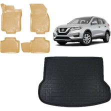 Team Car Nissan X-Trail 2018 Model 7 Koltuk 3D Bagaj Havuzu+3d Araca Özel Bej Havuzlu Paspas Takımı