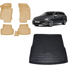 Team Car Volkswagen Passat B8 Stw 2022 Model 3D Bagaj Havuzu+3d Araca Özel Bej Havuzlu Paspas Takımı