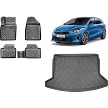 Team Car Kia Ceed 2023 Model Hatchback 3D Bagaj Havuzu+3d Havuzlu Araca Özel Paspas Takımı