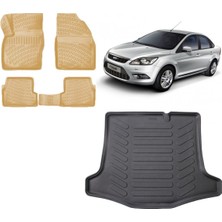 Team Car Focus 2 Sedan 2006 Model 3D Bagaj Havuzu+3d Araca Özel Bej Havuzlu Paspas Takımı