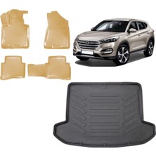 Team Car Hyundai Tucson 2015 Model 3D Bagaj Havuzu+3d Araca Özel Bej Havuzlu Paspas Takımı