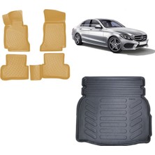 Team Car Mercedes C Serisi 2020 Model Rampalı 3D Bagaj Havuzu+3d Araca Özel Bej Havuzlu Paspas Takımı