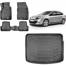 Team Car Renault Megane 3 Sporttourer 2012 Model 3D Bagaj Havuzu+3d Havuzlu Araca Özel Paspas Takımı