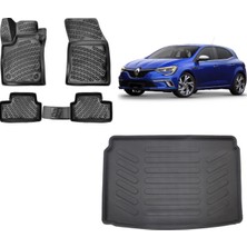 Team Car Renault Megane 4 Hatchback 2017 Model 3D Bagaj Havuzu+3d Havuzlu Araca Özel Paspas Takımı