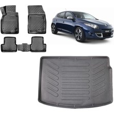 Team Car Renault Megane 3 Hatchback 2014 Model 3D Bagaj Havuzu+3d Havuzlu Araca Özel Paspas Takımı
