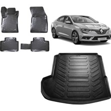 Team Car Renault Megane 4 Sedan 2017 Model Sol Kulaklı 3D Bagaj Havuzu+3d Havuzlu Araca Özel Paspas Takımı