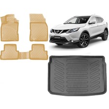 Team Car Nissan Qashqai 2016 Model (Tekna) 3D Bagaj Havuzu+3d Araca Özel Bej Havuzlu Paspas Takımı