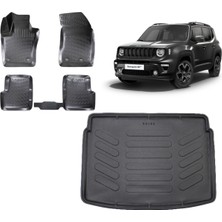 Team Car Jeep Renegade 2020 Model Üst Kademe Bagaj Havuzu+3d Havuzlu Araca Özel Paspas Takımı