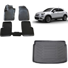 Team Car Fiat 500X 2021 Model 3D Bagaj Havuzu+3d Havuzlu Araca Özel Paspas Takımı