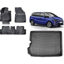 Team Car Citroen C4 Grand Picasso 7 Koltuk 2014 Model 3D Bagaj Havuzu+3d Havuzlu Araca Özel Paspas Takımı